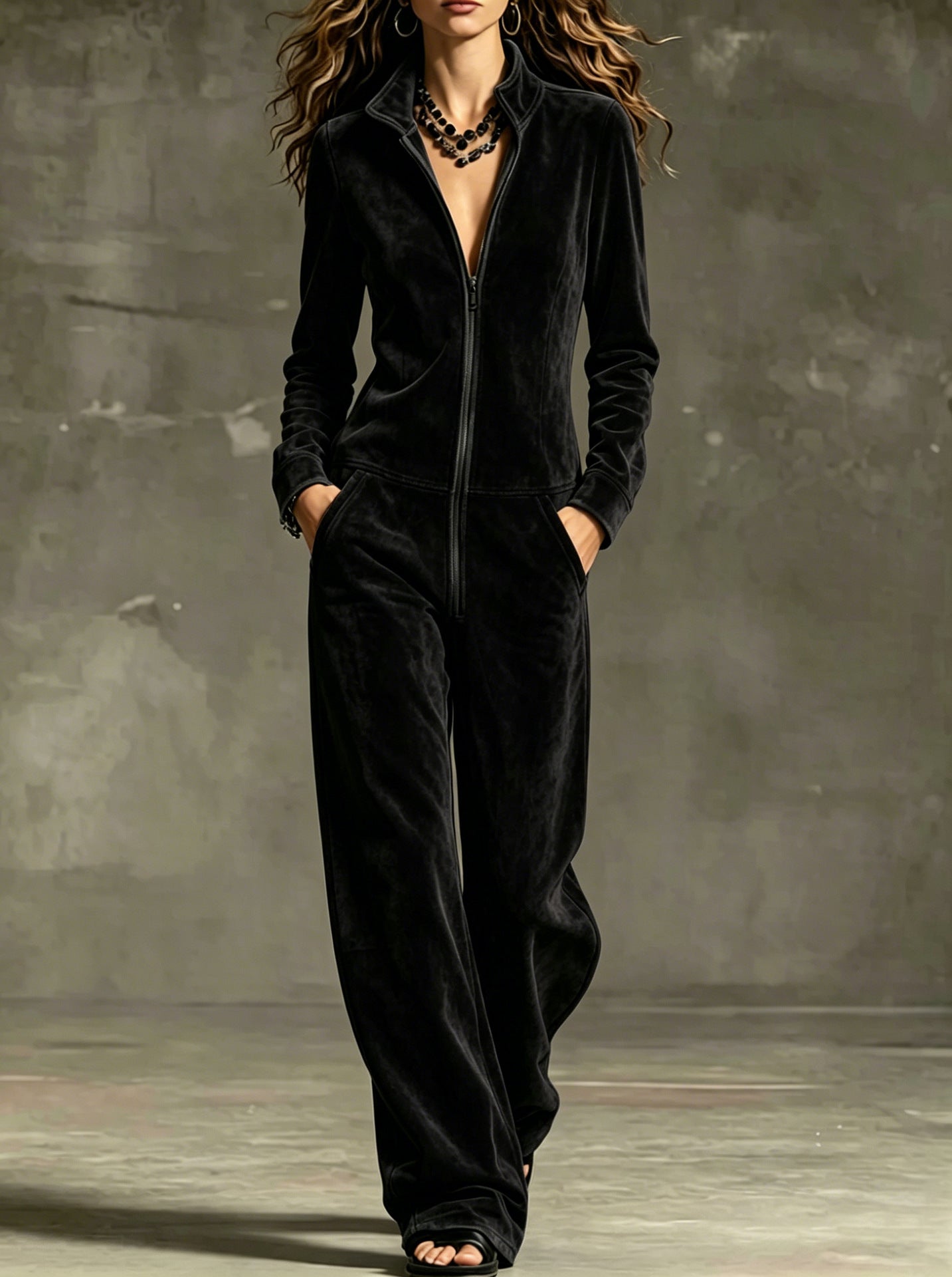 Effortless One-Piece Velvet Outfit